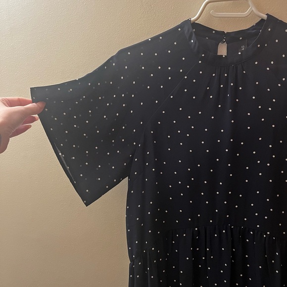 Yas from ASOS Chic Navy Polka Dot Midi Dress - Picture 3 of 6